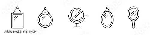Mirror icon set. Cosmetic, makeup mirror symbol. Vector
