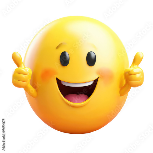 Smiling yellow emoji hand with a waving gesture, conveying a warm and friendly greeting