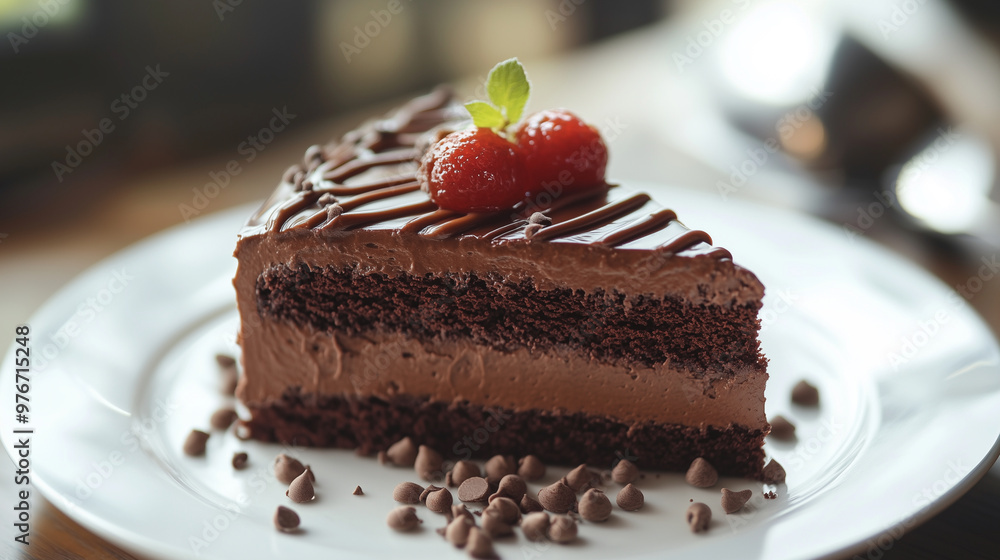 美味しそうなチョコレートケーキをクローズアップでリアルに描いたAI生成画像 美味しそうなチョコレートケーキをクローズアップでリアルに描いたAI生成画像