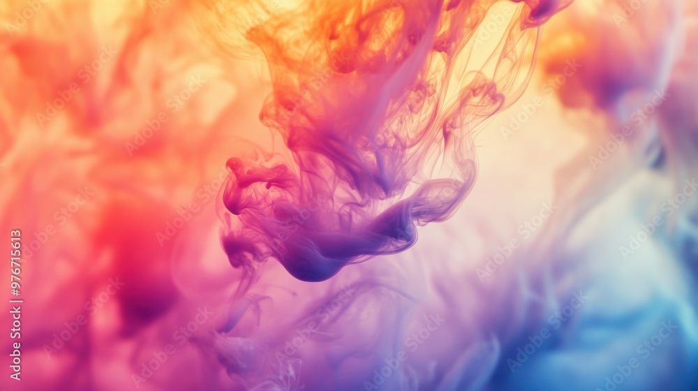 Fototapeta premium Vibrant abstract smoke in colorful liquid art design background