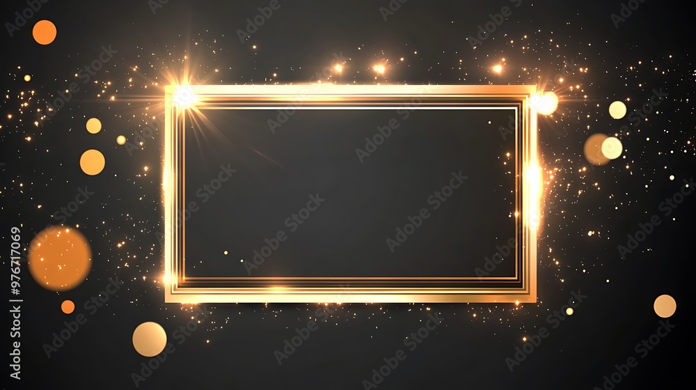 Obraz premium Golden Frame with Bokeh Background