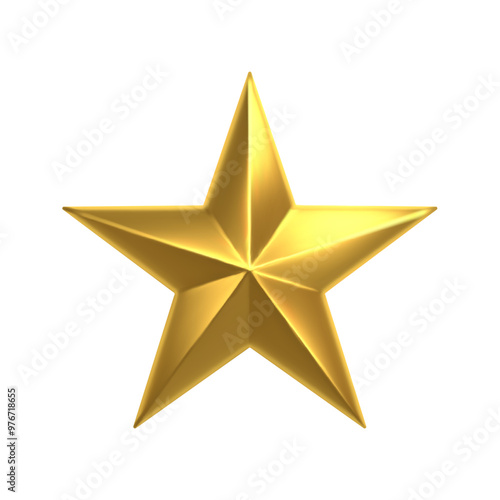 3D Golden star on white background Vector illustration