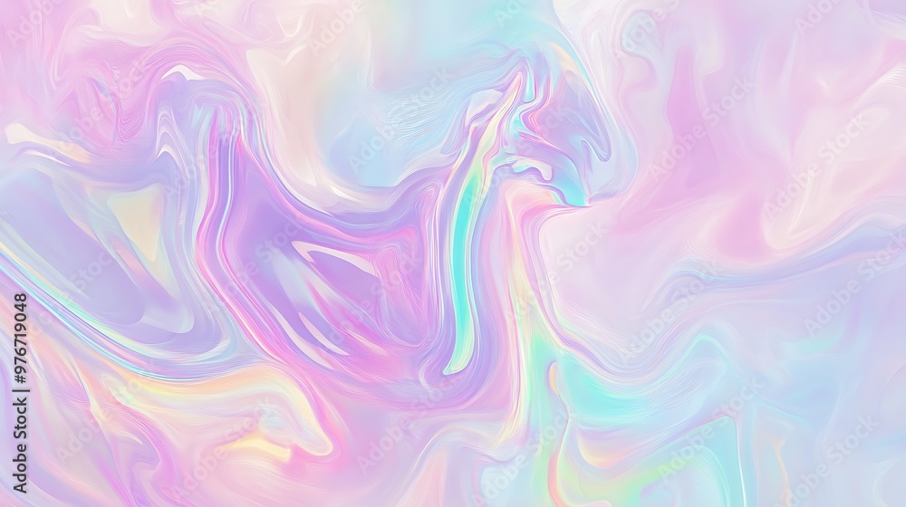 Fototapeta premium Abstract Pastel Swirls with Iridescent Highlights