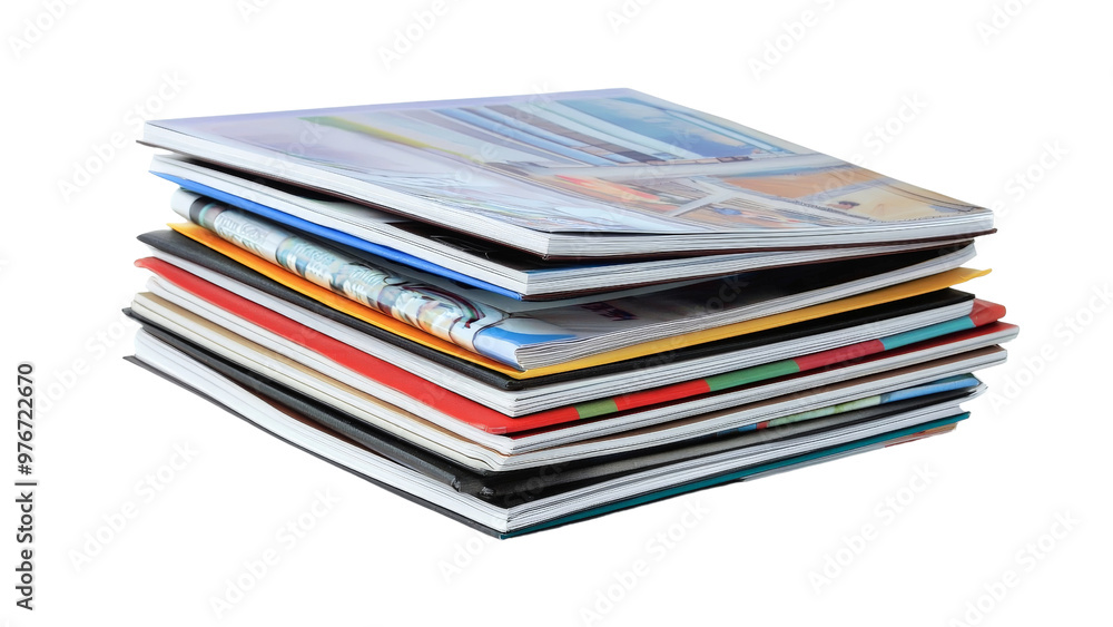 Stack of magazines, isolated on transparent background, PNG file, sharp and clean, Stack of magazines, isolated on transparent background, PNG file, sharp and clean,