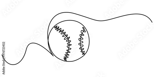 Baseball ball one line art. Continuous line drawing of ball, sport, hardball, softball, ball sports, activity, american, game, training, competitive, leisure, professional, play, Continuous line draw
