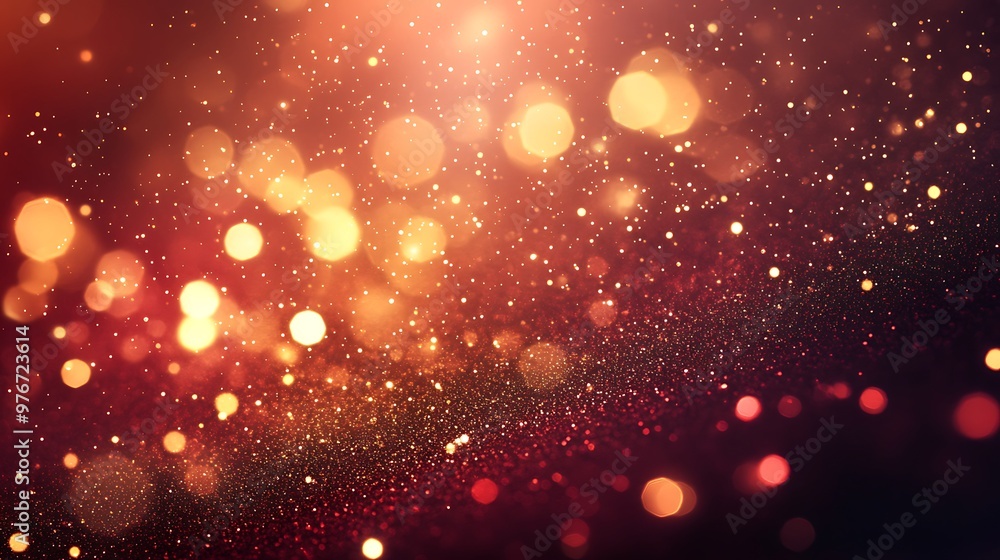 Abstract Golden Lights on Red Background Abstract Golden Lights on Red Background