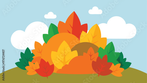 Golden autumn: landscape in autumn colors as a vector illustration.