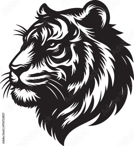 tiger head silhouette vector art illustration