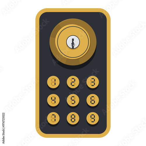 Door lock with code vector cartoon illustration isolated on a white background.