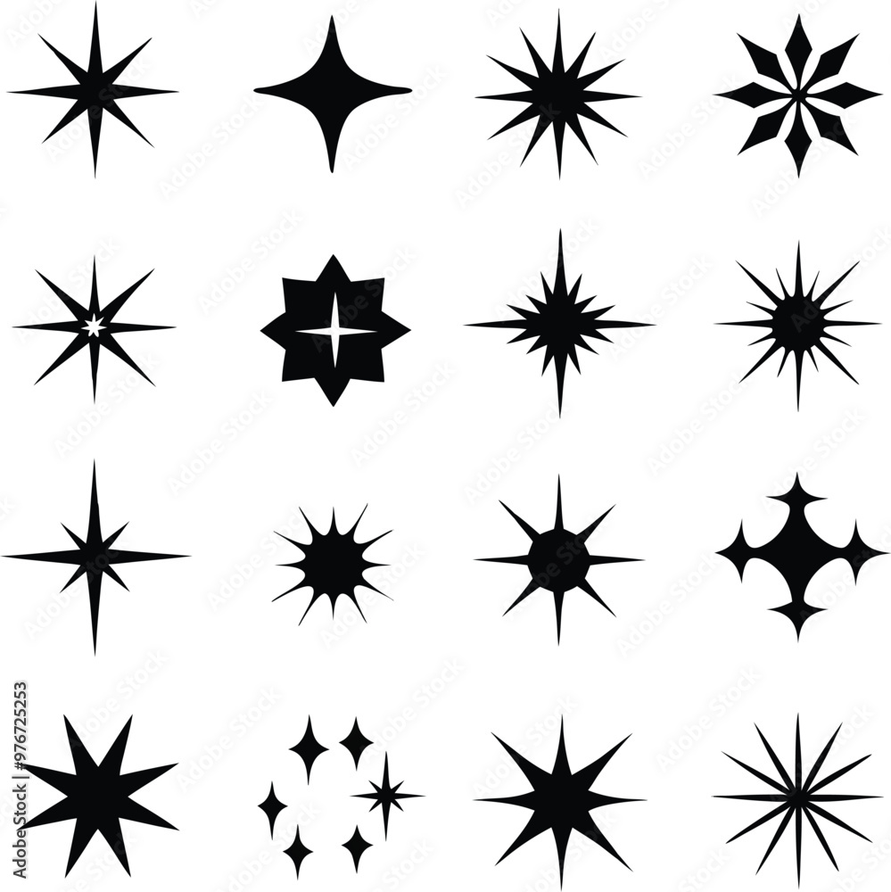 Star collection. Different stars set. Vector illustration Star collection. Different stars set. Vector illustration