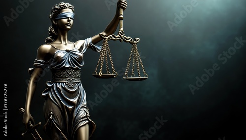 Themis statue on a dark background