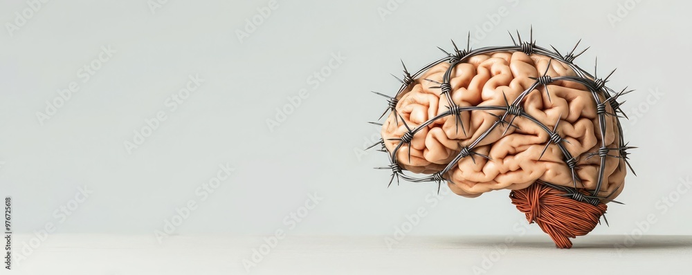 A creative representation of a brain adorned with spikes, symbolizing unique thoughts and ideas in a modern artistic style. A creative representation of a brain adorned with spikes, symbolizing unique thoughts and ideas in a modern artistic style.