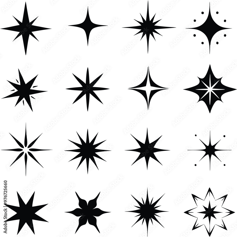 Star collection. Different stars set. Vector illustration Star collection. Different stars set. Vector illustration