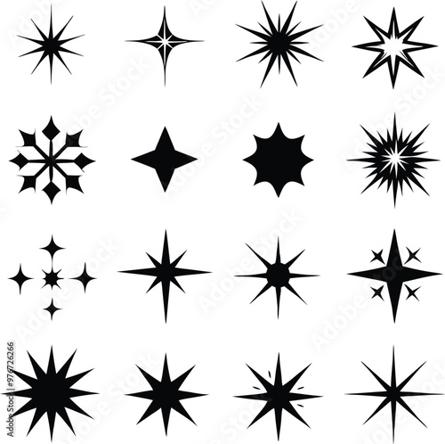 Star collection. Different stars set. Vector illustration