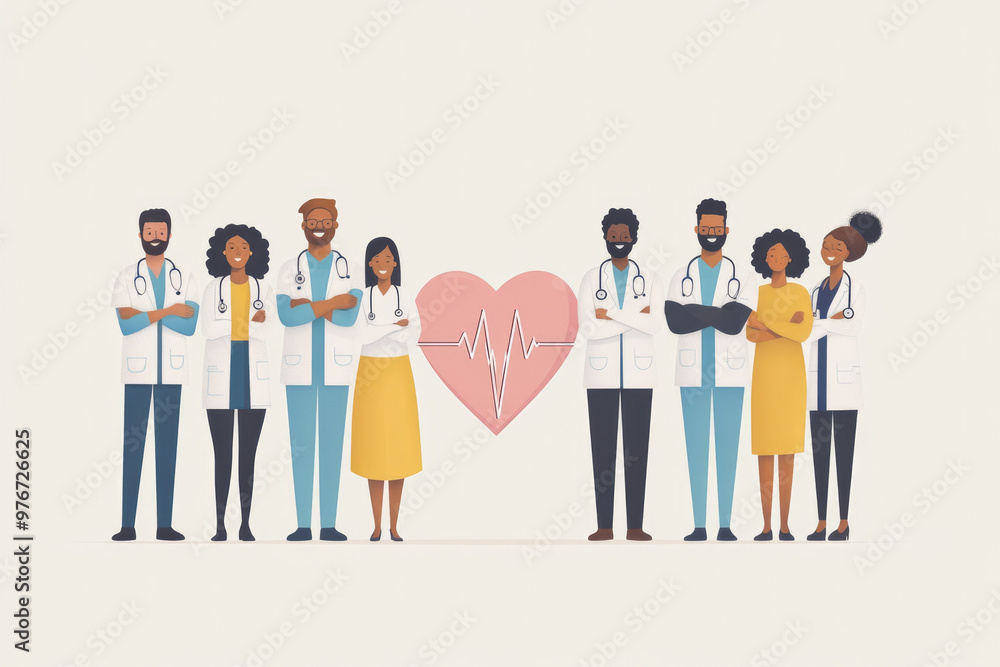 Medical staff holding red hearts in their hands Medical staff holding red hearts in their hands