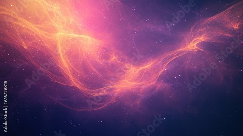 Vibrant cosmic nebula in deep space with glowing pink and orange clouds