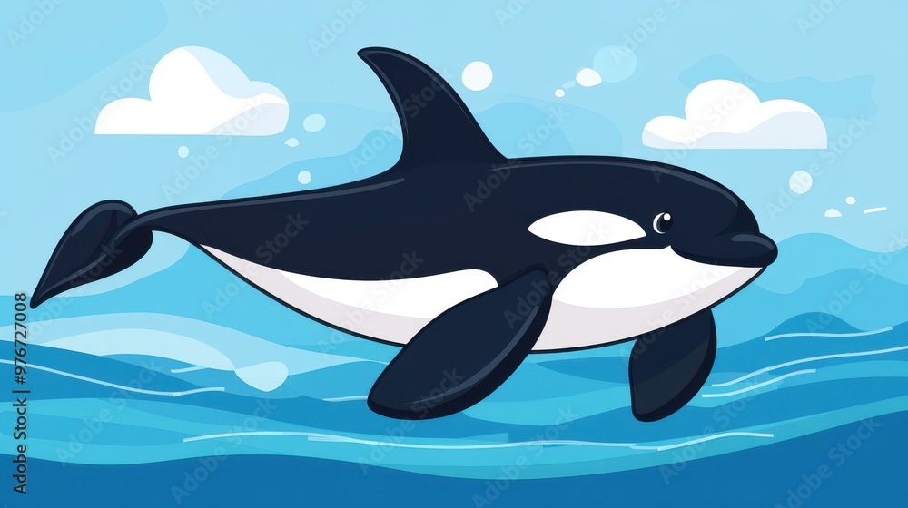 Dive a vibrant cartoonstyle illustration of a Killer Whale, showcasing textures and modern design elements. Ideal for fans Dive a vibrant cartoonstyle illustration of a Killer Whale, showcasing textures and modern design elements. Ideal for fans