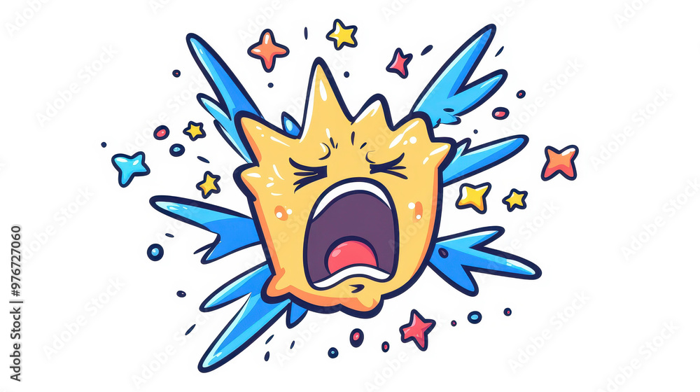 Obraz premium A vibrant cartoon illustration of a spinning head, depicting a dizzy reaction, ideal for web graphic use.