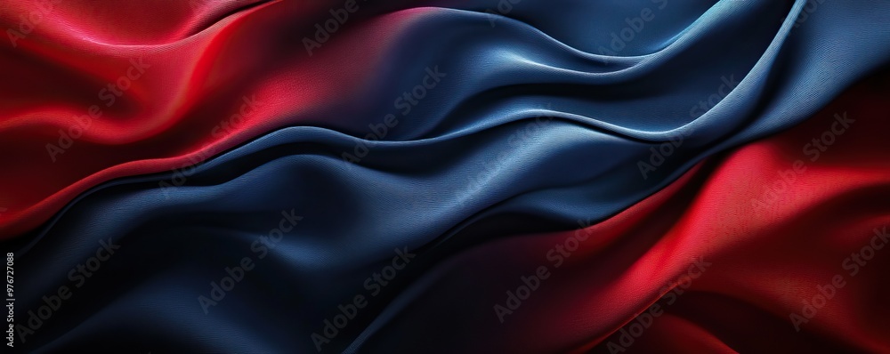 Elegant red and blue silk fabric draping in soft waves, creating a luxurious and smooth texture perfect for backgrounds. Elegant red and blue silk fabric draping in soft waves, creating a luxurious and smooth texture perfect for backgrounds.