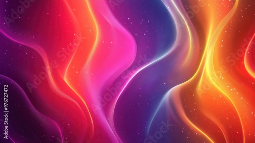 Abstract colorful waves and stars create a cosmic light display