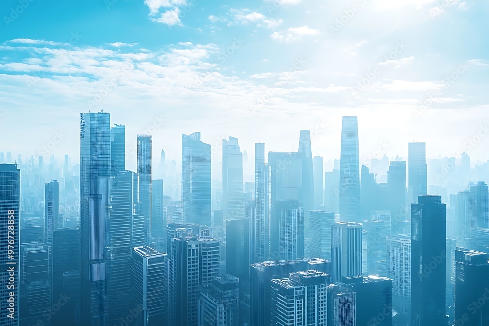 Futuristic view of a city with high-rise buildings and modern towers, representing urban progress and advanced architectural development. Futuristic view of a city with high-rise buildings and modern towers, representing urban progress and advanced architectural development.