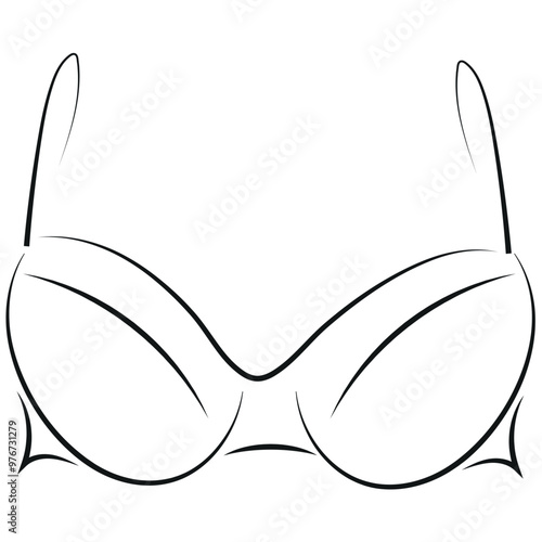 logo of women's underwear, namely women's push-up bra, drawn with several lines, vector