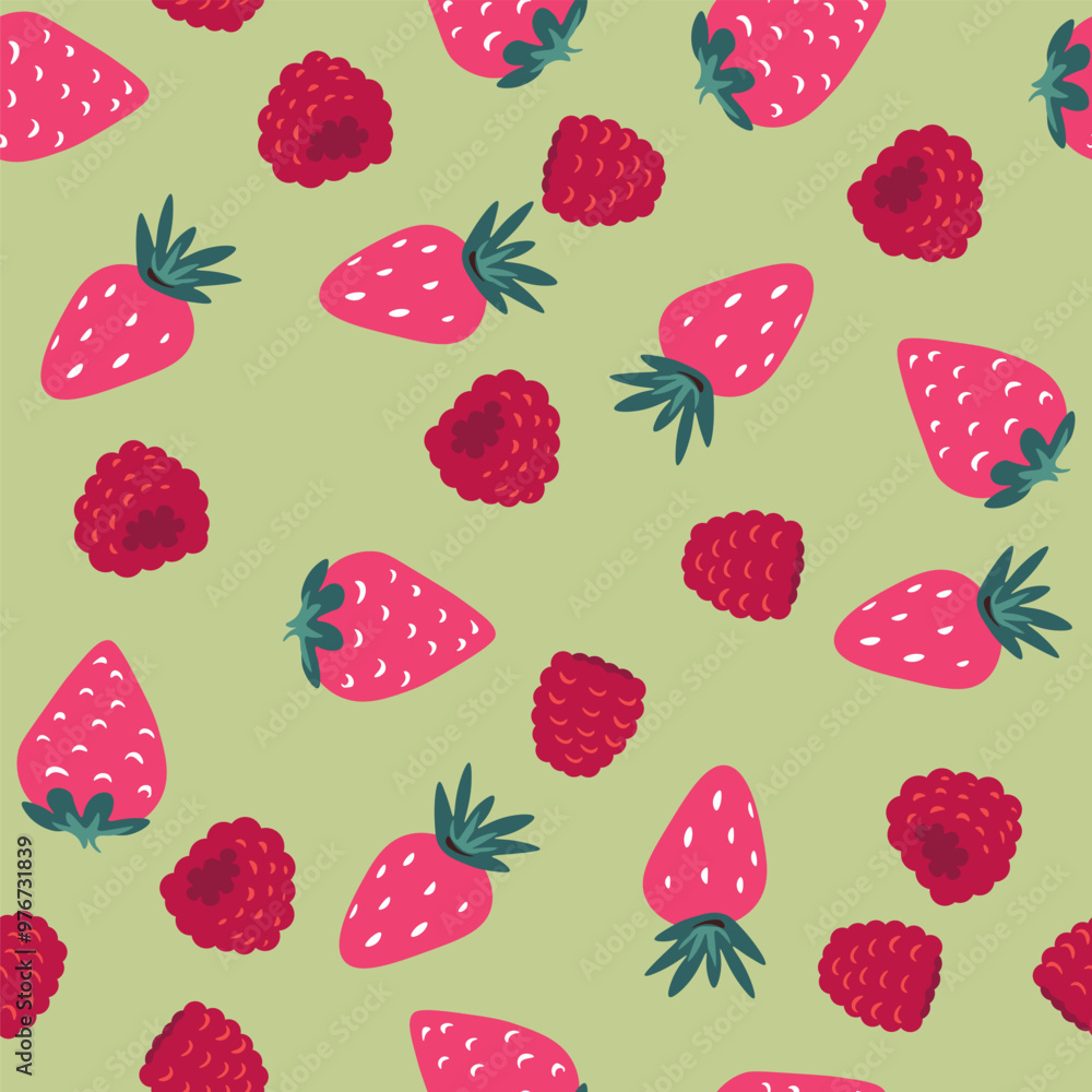 Strawberry and Raspberry Seamless Pattern Strawberry and Raspberry Seamless Pattern