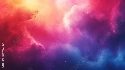 Vibrant cosmic nebula with colorful clouds in deep space starry sky