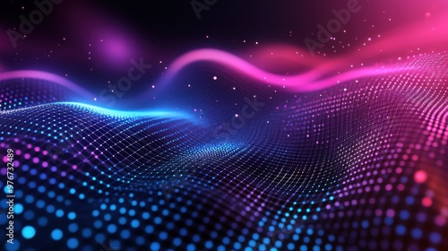 Colorful abstract digital wave pattern with glowing dots in futuristic design concept