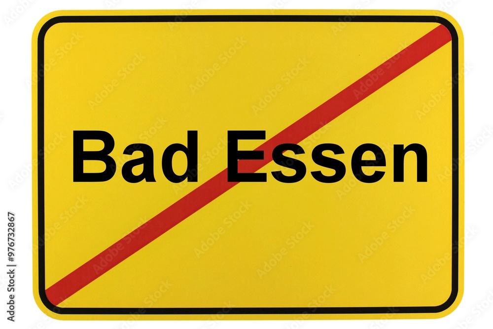 Illustration eines Ortsausgangsschildes der Gemeinde Bad Essen in Niedersachsen Illustration eines Ortsausgangsschildes der Gemeinde Bad Essen in Niedersachsen