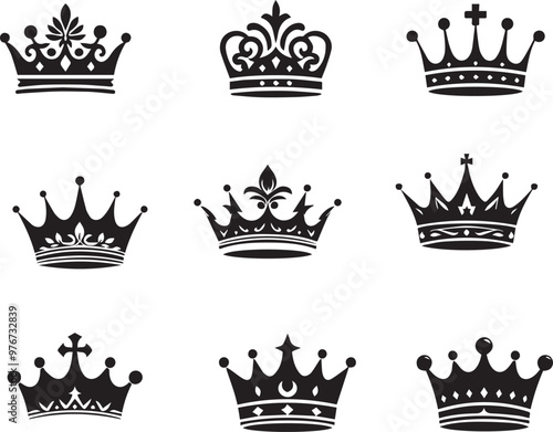 crown sets silhouette vector design