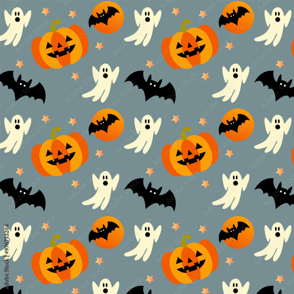 Creepy Halloween Pattern Features Pumpkins, Black Cats, Ghosts, Bats in bold Orange and Black. Ideal for party decorations, wrapping, wallpapers, and festive fabric designs. Creepy Halloween Pattern Features Pumpkins, Black Cats, Ghosts, Bats in bold Orange and Black. Ideal for party decorations, wrapping, wallpapers, and festive fabric designs.