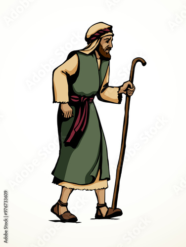 Vector drawing. Jewish man walk