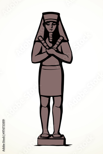 Vector drawing. Egyptian male statue