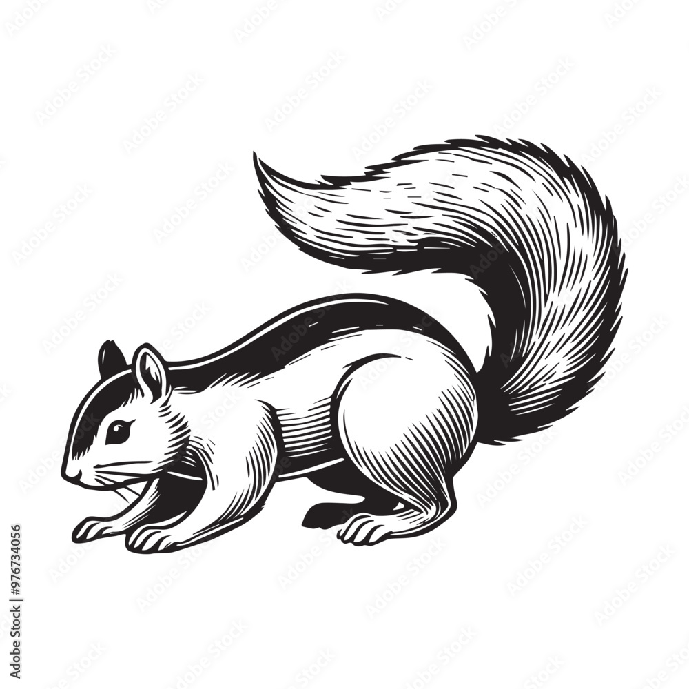 Squirrel Outline Clipart Design - Squirrel Logo Concept - Cute Squirrel vector illustration in black and white Squirrel Outline Clipart Design - Squirrel Logo Concept - Cute Squirrel vector illustration in black and white