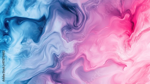 Vivid abstract blue and pink swirls forming mesmerizing fluid pattern