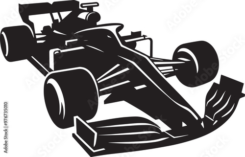 Racing Car silhouette vector illustration isolated on a white background