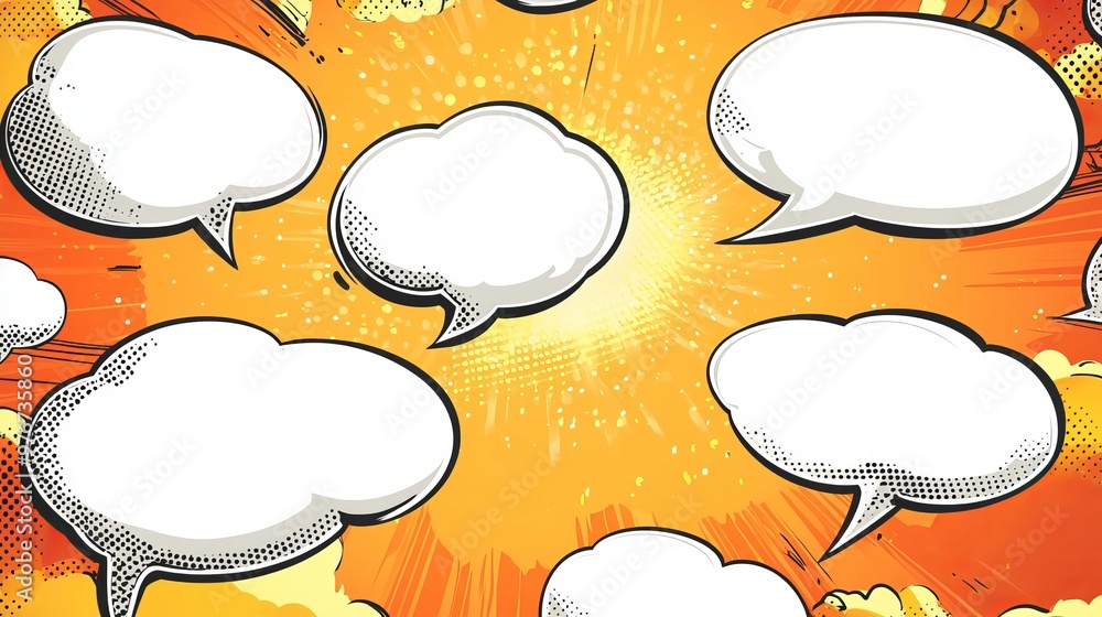 A collection of blank comic book speech bubbles, ready to be filled ...