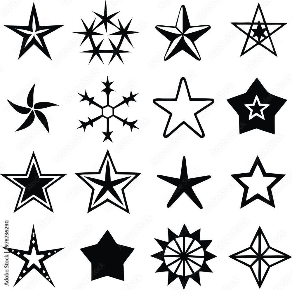Star collection. Different stars set. Vector illustration Star collection. Different stars set. Vector illustration