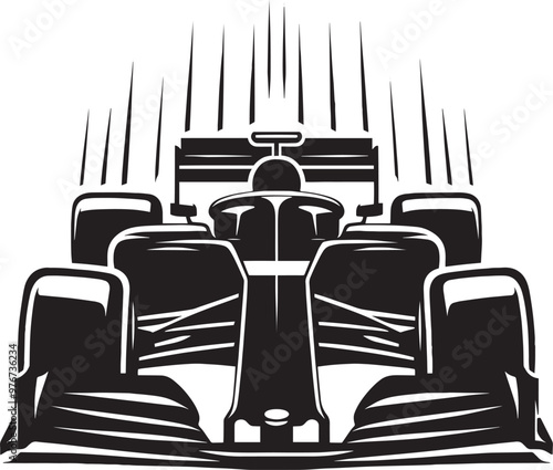 Racing Car silhouette vector illustration isolated on a white background