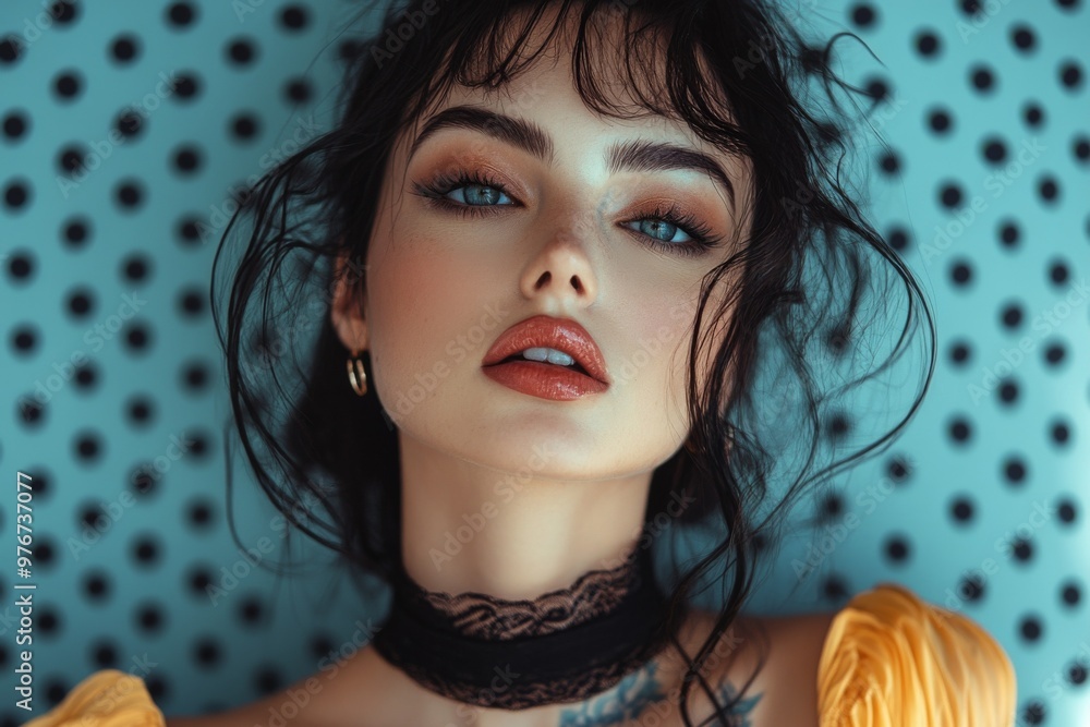 Brunette goth rocker, female, fashion and make-up shoot Portrait ...