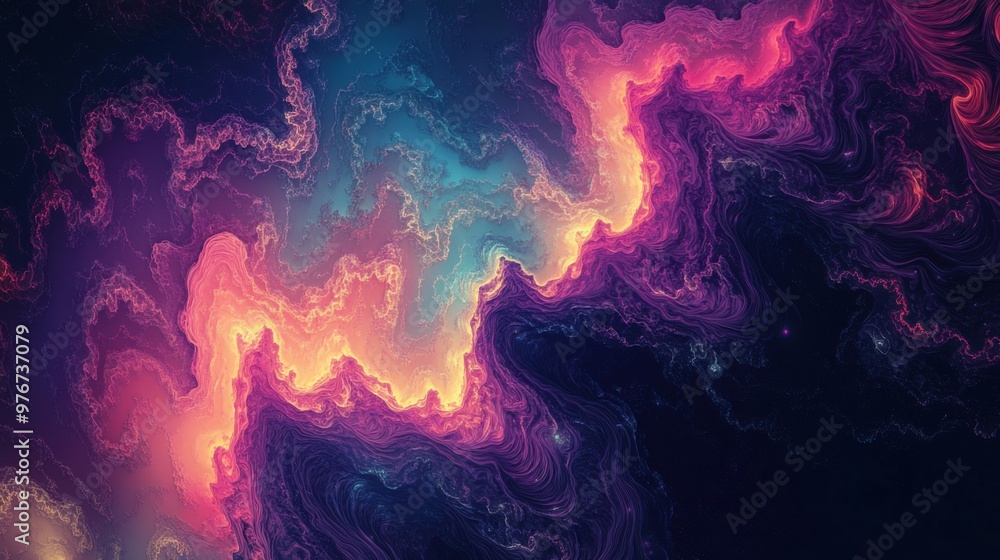 Fototapeta premium Abstract multicolored fractal pattern, swirling shapes in vibrant colors