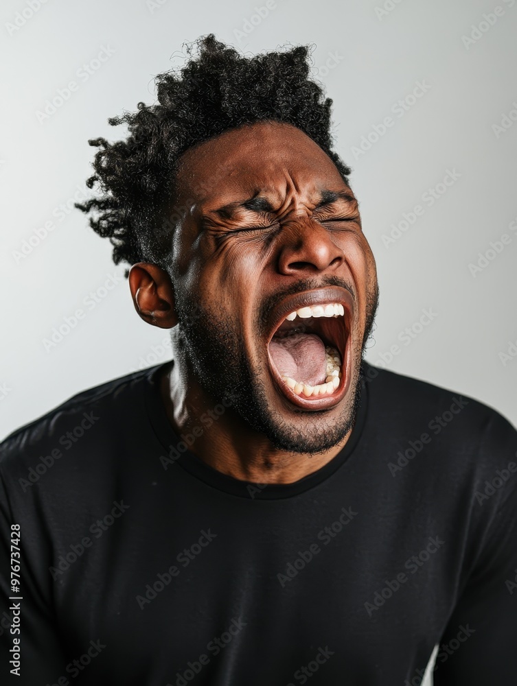 Angry Man Screaming With Mouth Open Angry Man Screaming With Mouth Open