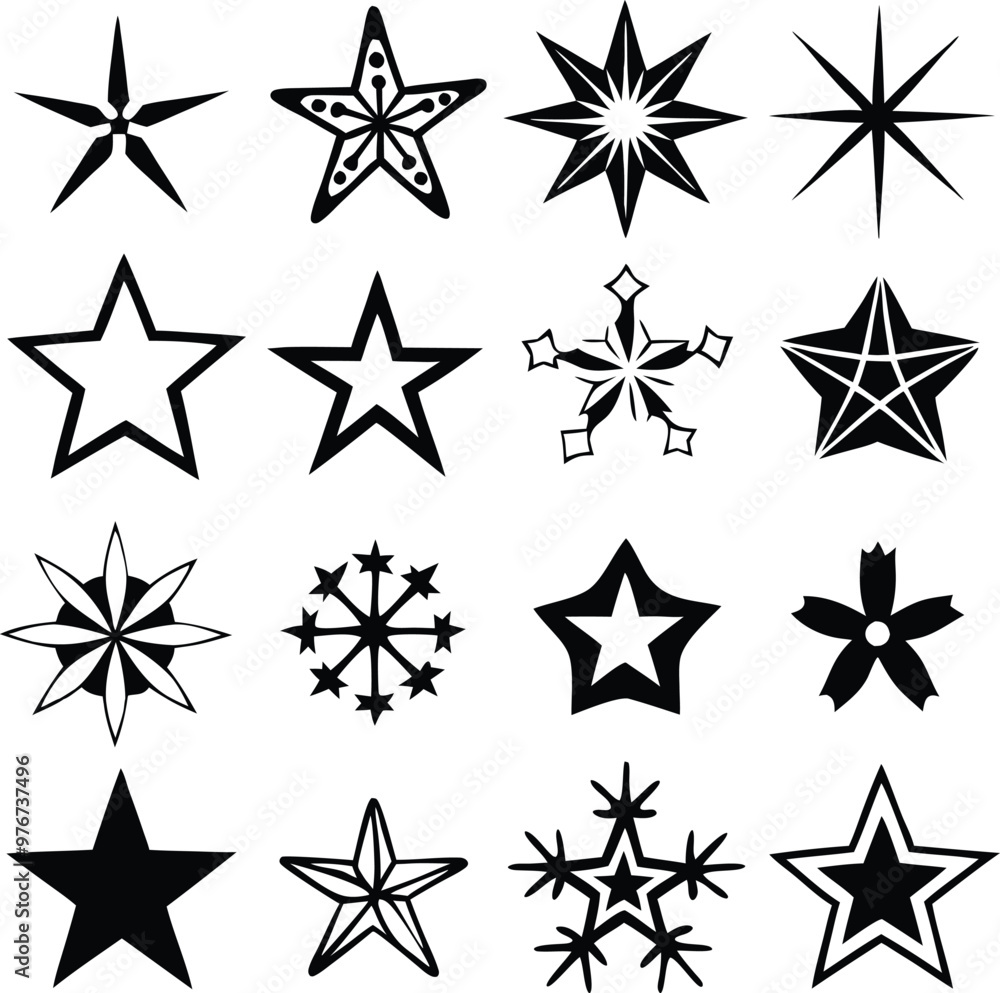 Obraz premium Star collection. Different stars set. Vector illustration