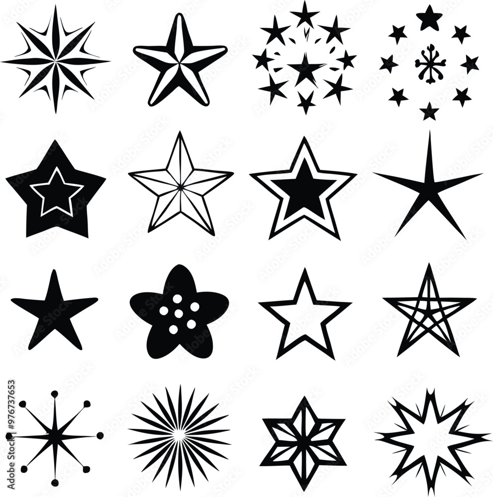Star collection. Different stars set. Vector illustration Star collection. Different stars set. Vector illustration