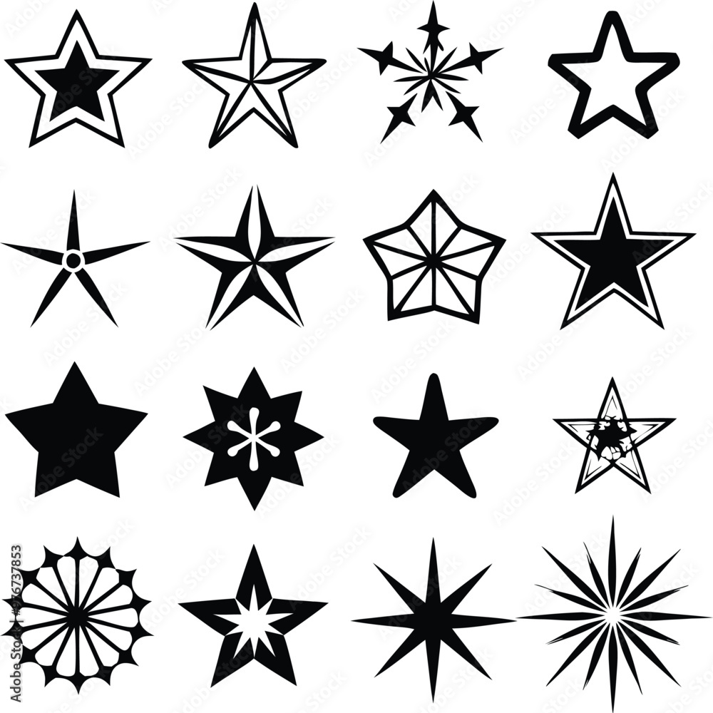 Star collection. Different stars set. Vector illustration Star collection. Different stars set. Vector illustration