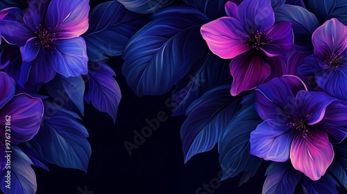 Purple and Pink Flowers on a Gradient Background