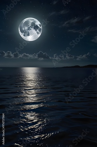 full moon over the sea