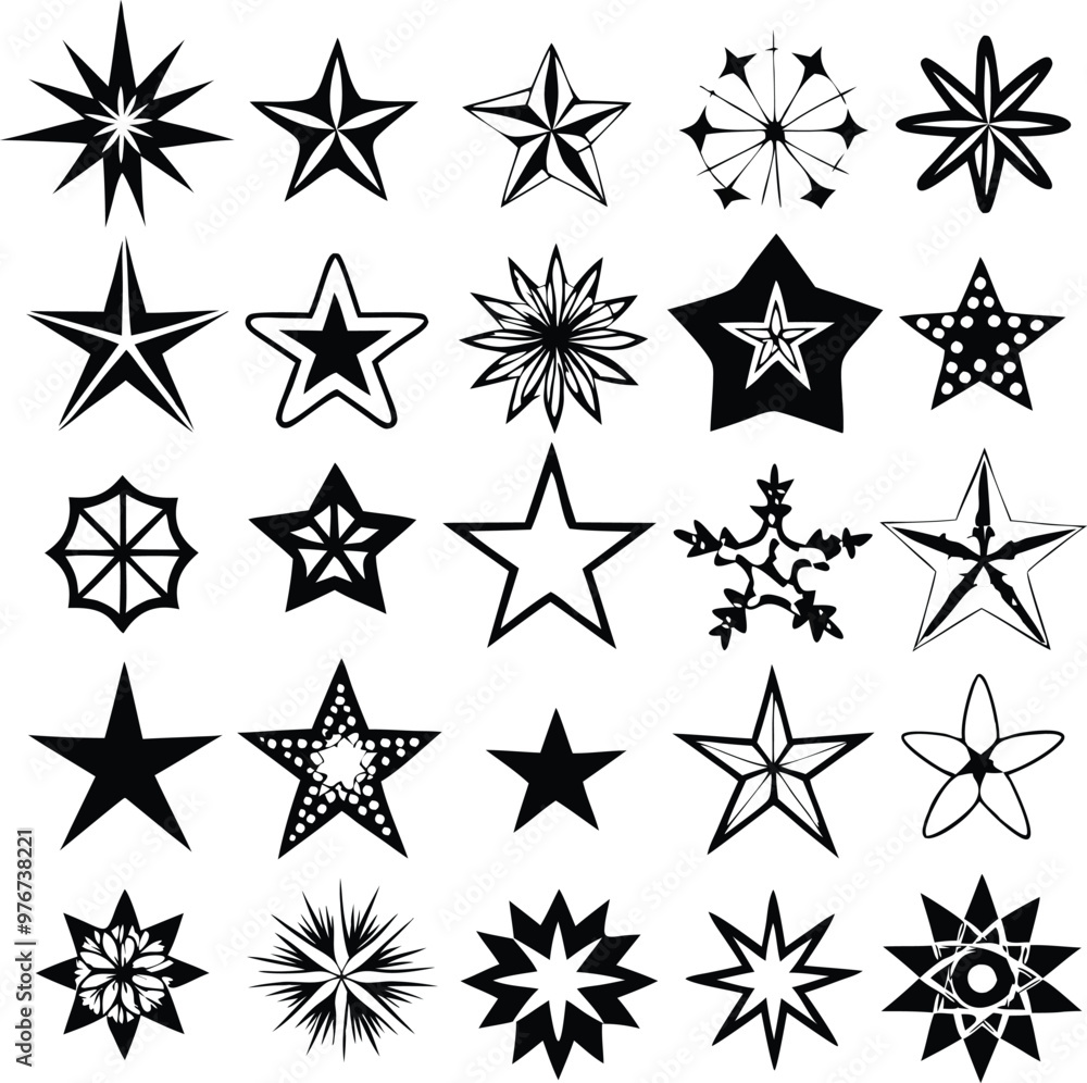 Star collection. Different stars set. Vector illustration Star collection. Different stars set. Vector illustration