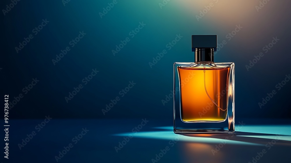 Perfume Bottle on a Blue Background Perfume Bottle on a Blue Background